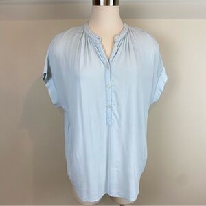J. Crew Point Sur Blouse Top Baby Blue Short Sleeves Size S Lightweight Textured